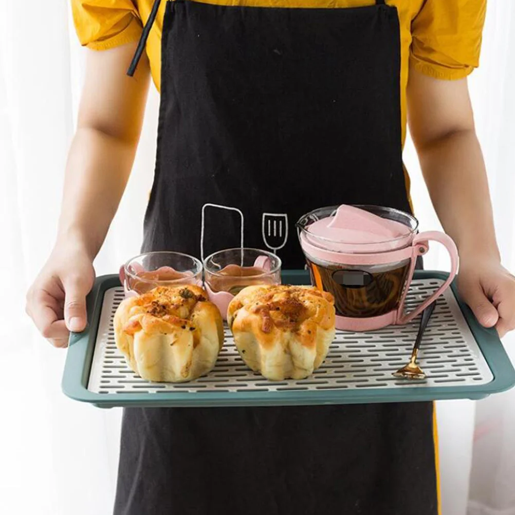 

Rectangular Snack Tray Drain Table Fruit Plate Double Layer Draining Afternoon Tea Veggie