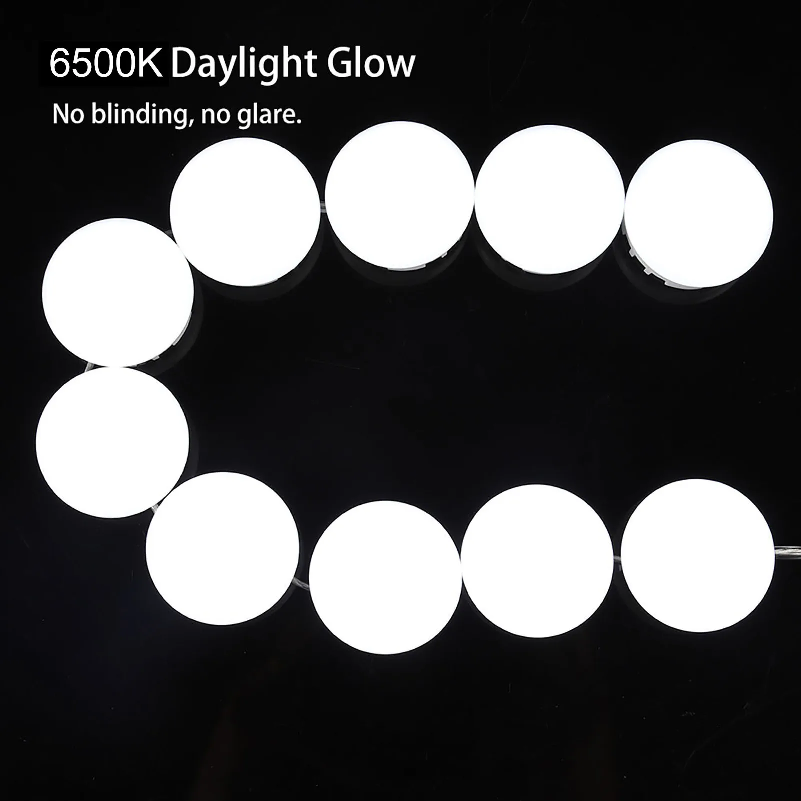 طقم إضاءة مرآة مكياج LED مكون من 10 قطع مع لمبة إضاءة كوميستيك مع لمبة إضاءة قابلة للتعتيم #3