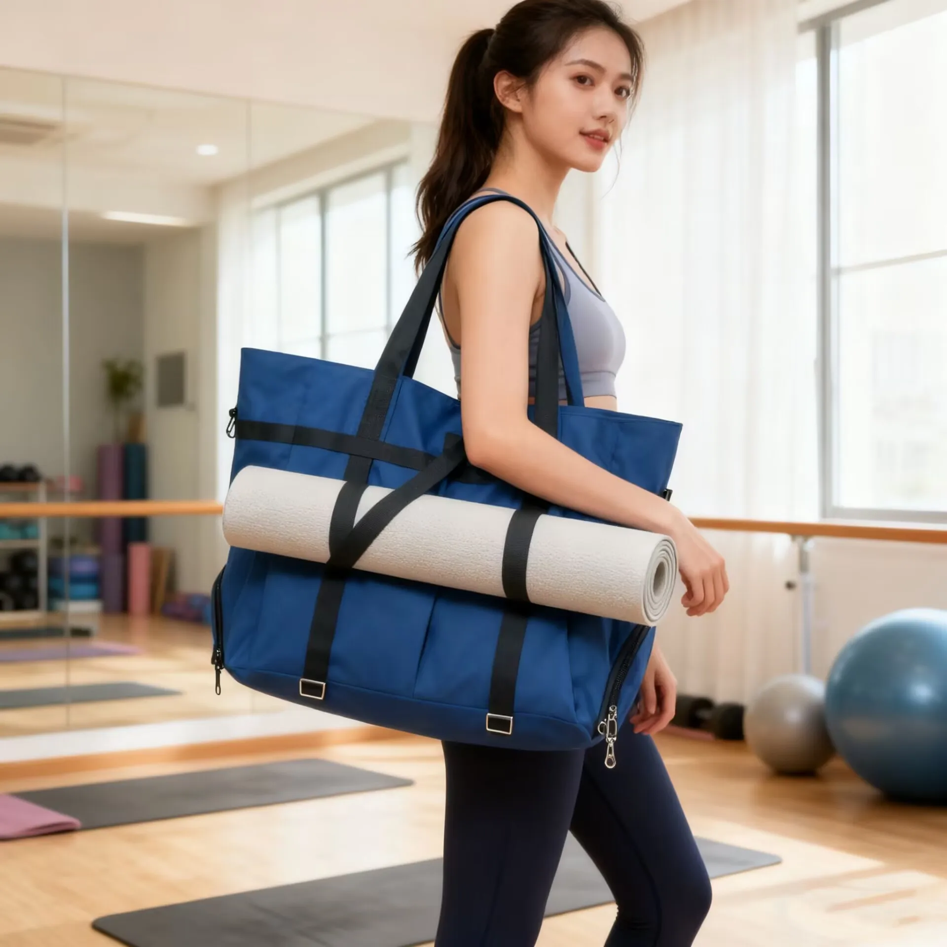 

Casual Foldable Fitness Bag Travel Business Trip Large Capacity Storage Bag for Shoes Clothes Yoga Sports Pickleball Racket Bag