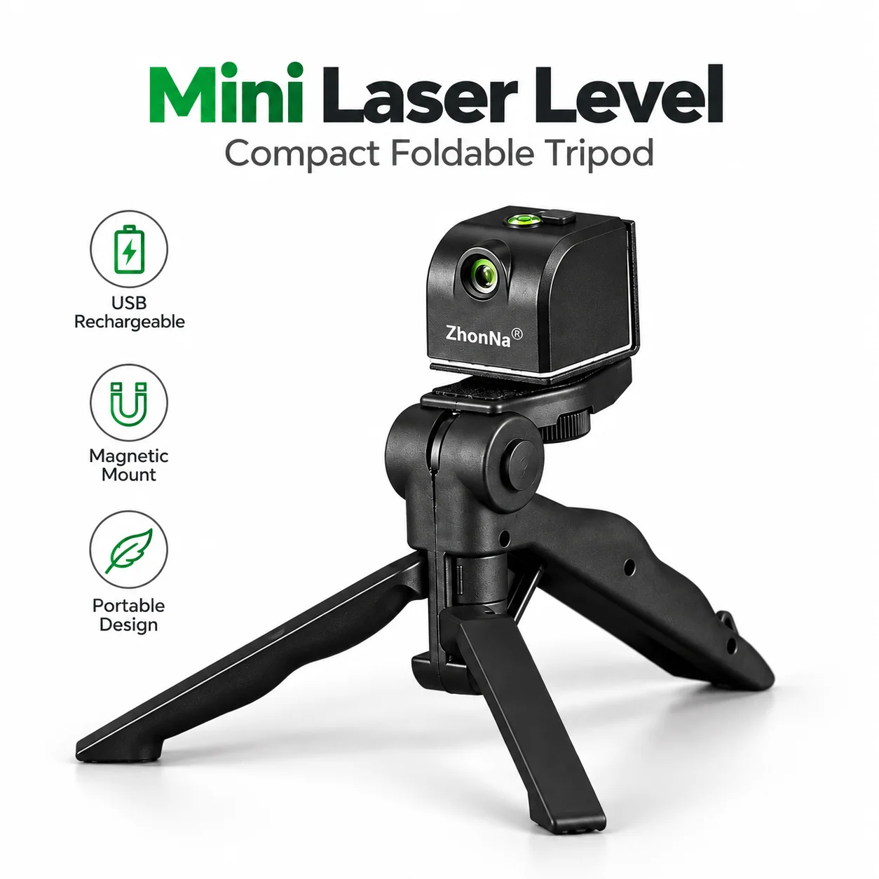 ZhonNa Green Laser Mini Level USB Magnetic Positioning Tool Tire Wheel Alignment Measuring Instrument Accessories Parts Kit Plus