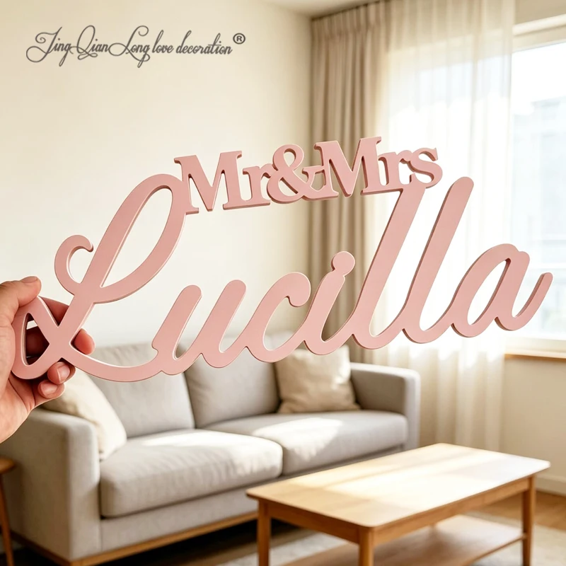 Custom Mr & Mrs Family Name Sign - Personalized Wedding Sweetheart Table Decor