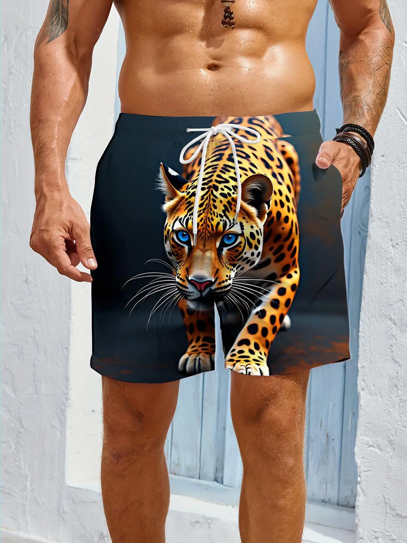 1pcs Men's Short swim trunks2026 Summer 3D Printed Short sleeve Quick drying Polyester Breathable cargo pants man running