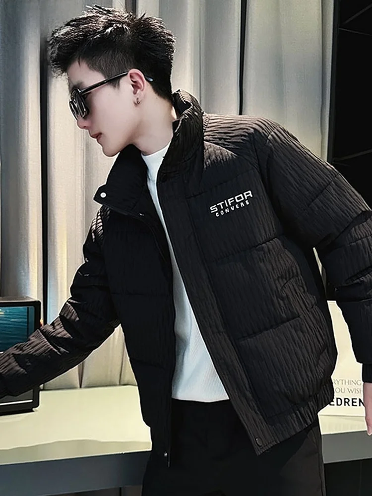 

Men's ort Thiened Cotton Jaet Winter Warm Top Zipper Closure Casual Outerwear Cleanfit Sle Polyester Fiber