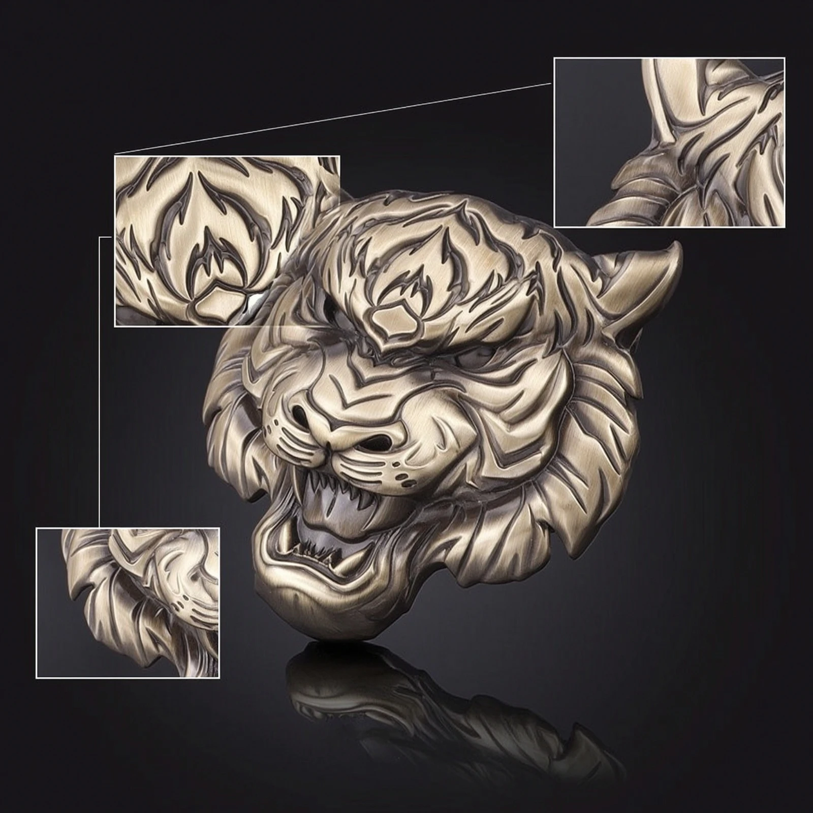 Tiger Face Car Emblem Rugged Tiger Head Emblem Metal Car Badge Easy to Install Hardware Thick for Bikers, Motorcycle Body
