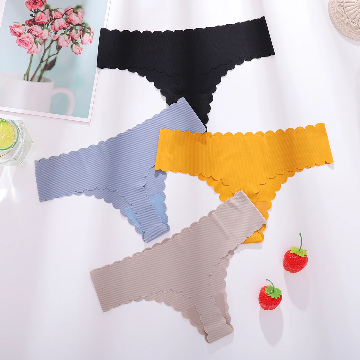 4Pcs Seamless Panties for Women Thongs for Women No Show Thong Sexy Panties Underwear women sexy underwear Panty