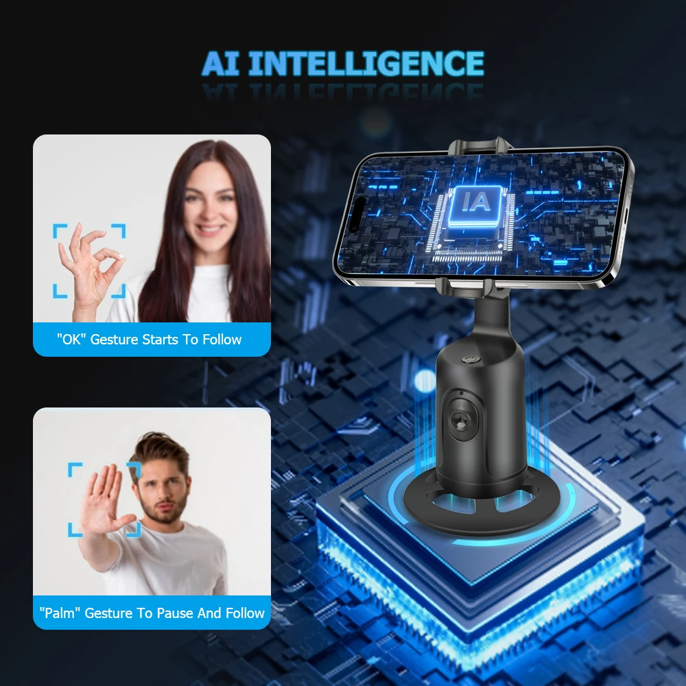 KIMRIG P01, вращение на 360°, стабилизатор подвеса, монопод, настольный стабилизатор для отслеживания телефона, Tiktok, живой фотография