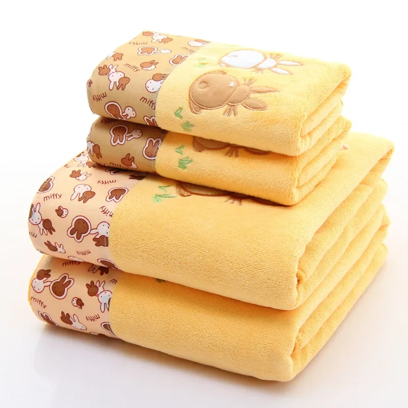 

2pcs/set microfiber Elegant Embroidered towel set solid 1pc face towel and 1pc bath towel Quick Dry Towels bathroom for Adult