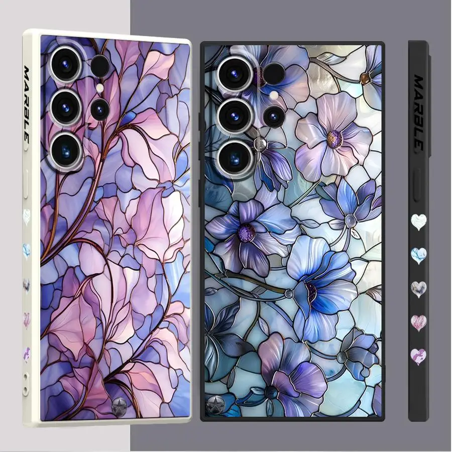 Чехол Flower Marble для Samsung Galaxy S20 S24 FE S25 Edge S22 Ultra S23 Note 20 10 Ultra S21 Plus Soft Cover