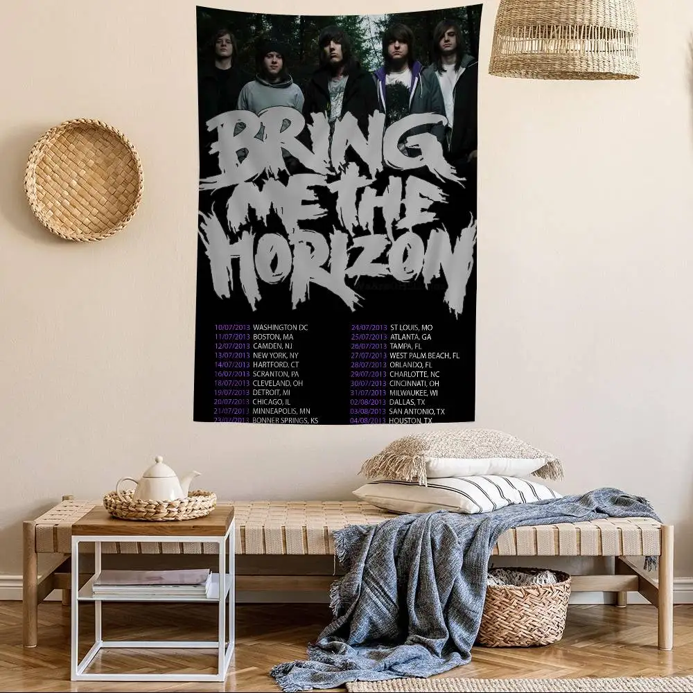 Band B-Bring Me The H-Horizon Anime Tapestry Hippie Flower Wall Carpets Dorm Decor Wall Hanging Home Decor