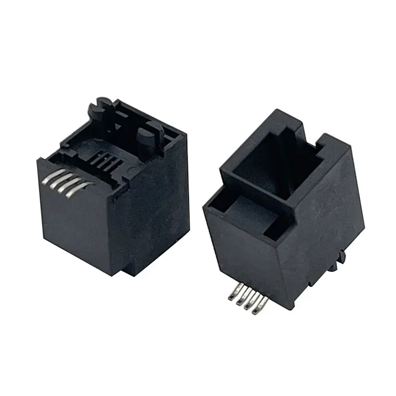 

High temperature resistant material 270 degrees RJ9 crystal head vertical socket 4P4C Patch PCB straight insert female mount SMT