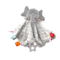 Baby Security Blanket Elephant with Tags Teether Rattles Mobile Soft Blanket Snuggle Toy Stuffed Animal for Babies Newborns Gift