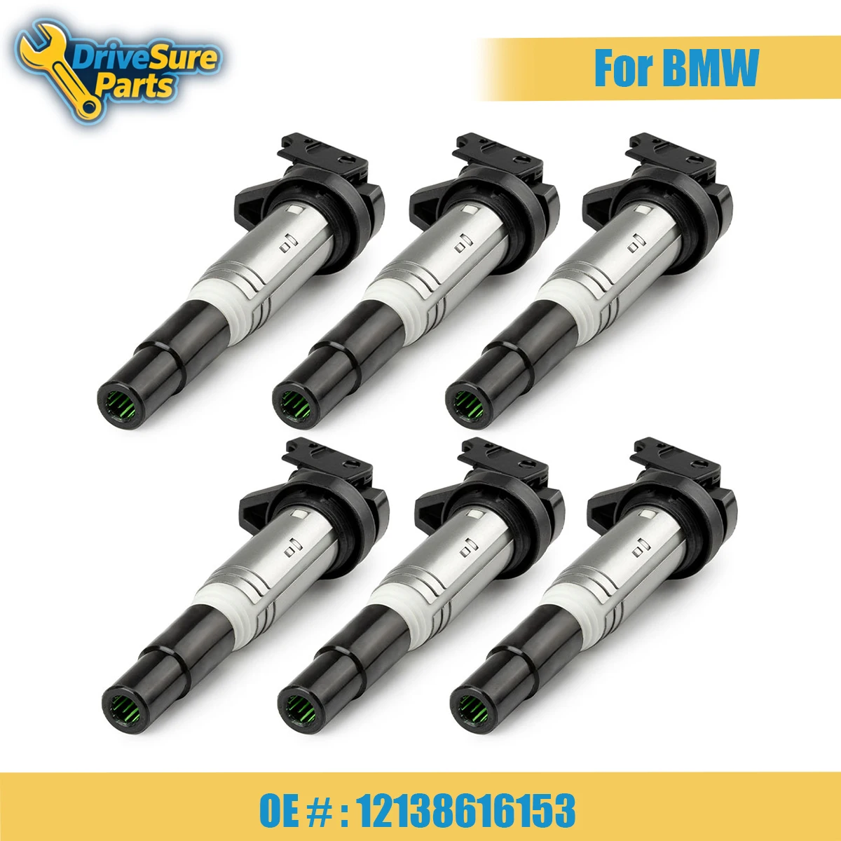 

For 01-22 BMW 1 3 4 5 6 7 M Serie X1 X3 X4 X5 X6 Z3 Z4 2.5L 3.0L 3.2L I4 I6 12138616153 6PCS High Quality Ignition Coil