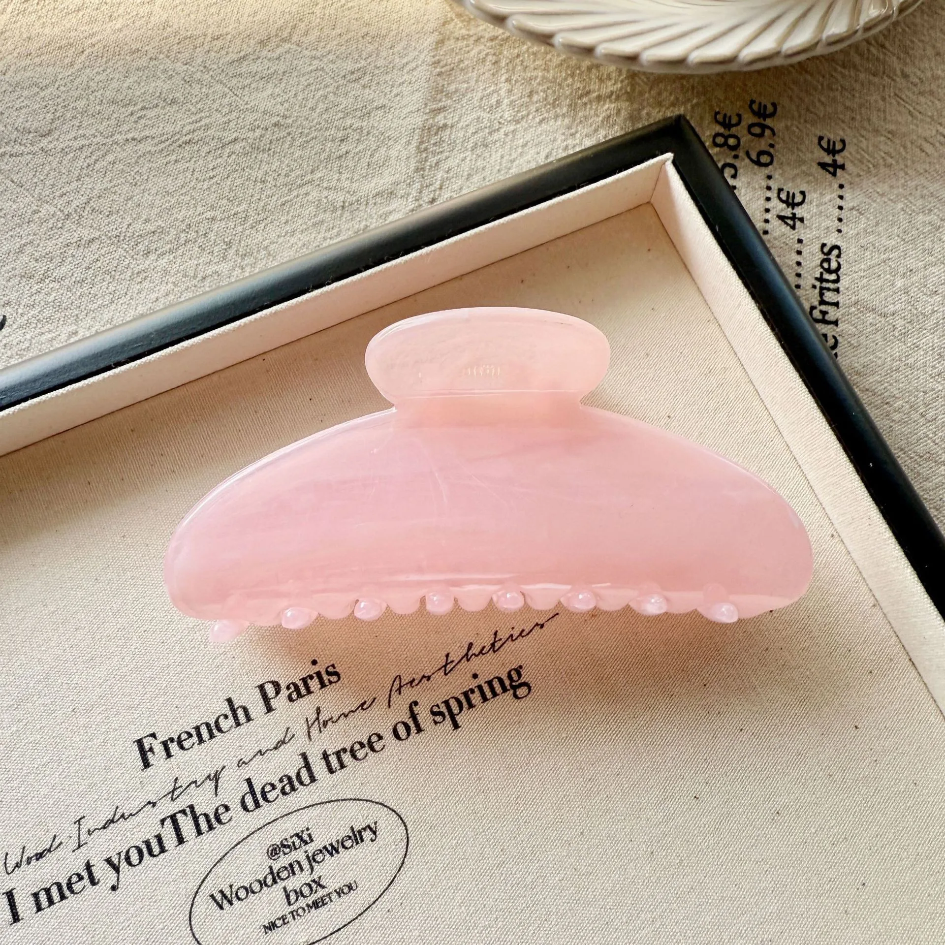 BYL 新氷透明大理石パターン髪の爪半円形クリップハイグレードフロー大型サメクリップヘアアクセサリー女性のための