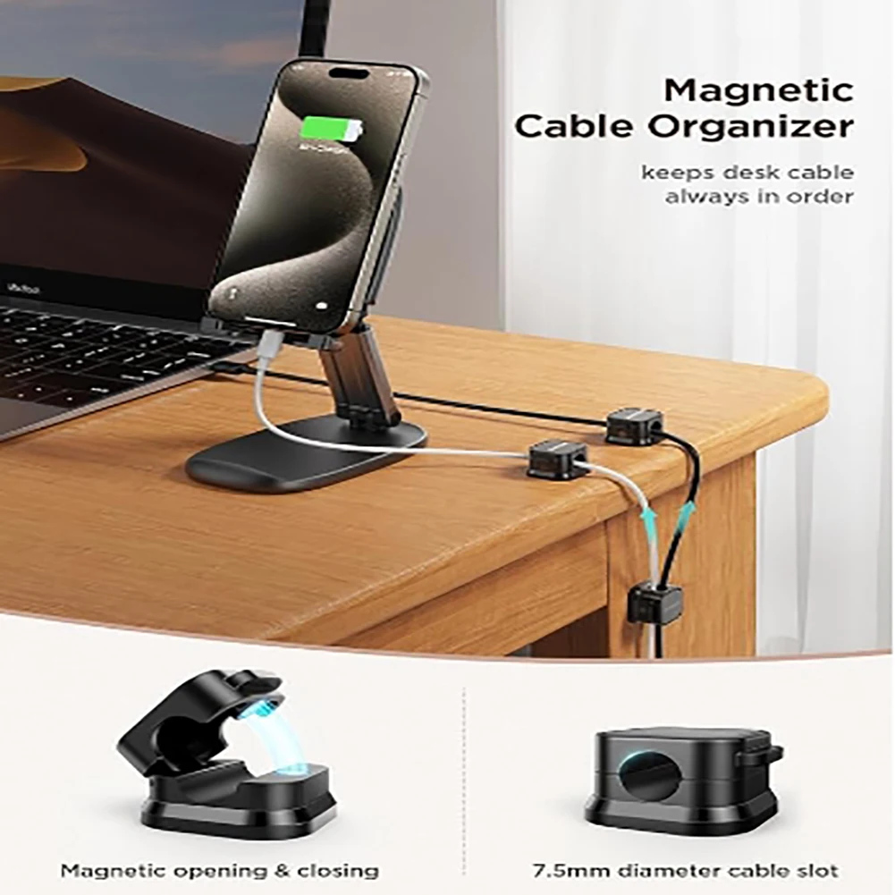 Cord Holder ABS Magnetic Phone Cable Clips Adhesive Cable Management Organizer For Desk Nightstand Car Wall