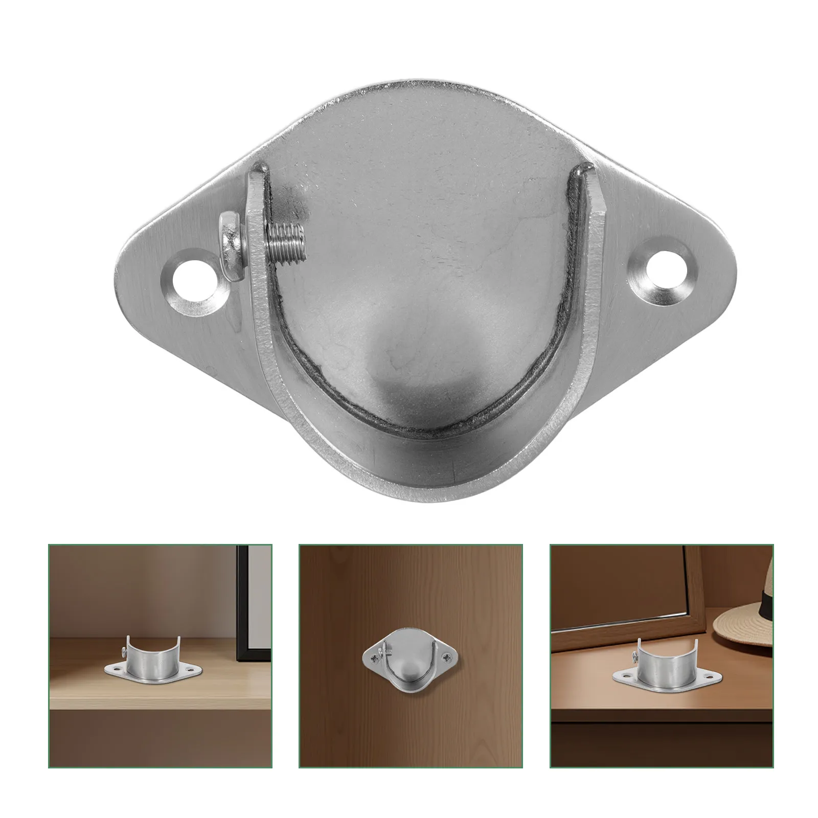 4Pcs Stainless Steel Closet Rod Bracket Set U Shaped Flange Wardrobe Pole Support Heavy Duty Clothes Rod Holder for Bedroom