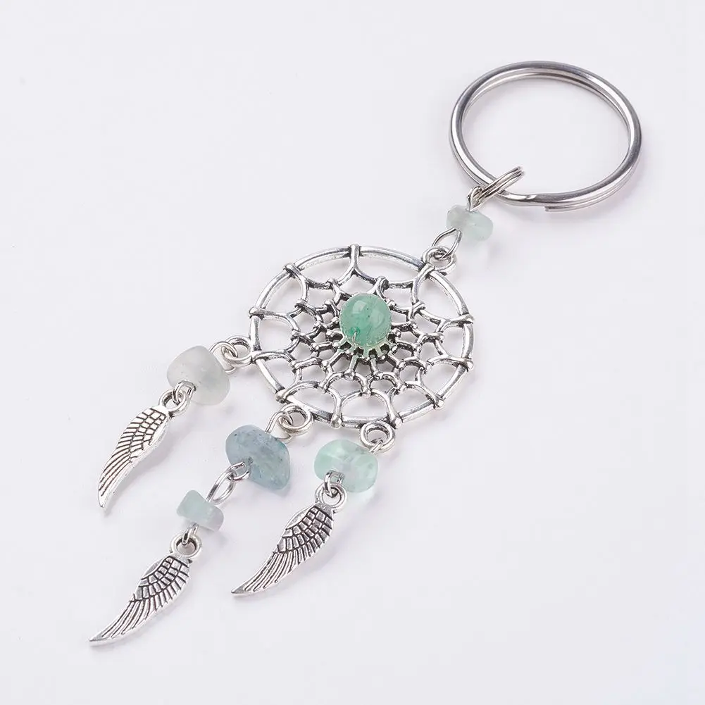 Dream Catcher Key Ring Tassel Pendant Keyring Jewelry Pink Green Beads Feather Charm Keychain Dreamcatcher Gift