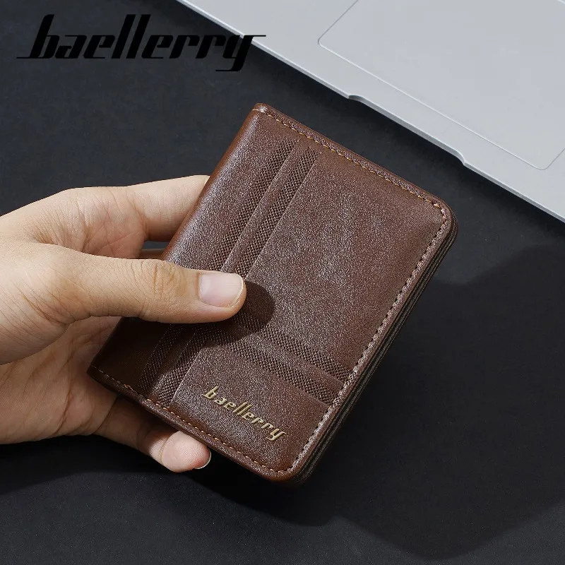 Baellerry Herren-Präge-Short-Wallets, Business-Leder-Geldbörsen, Herren-Kartenhalter, einfache Münzbörse, Handtasche mit großer Kapazität