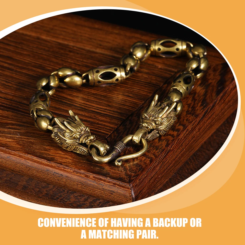 

2Pcs Dragon Head Bracelet Vintage Brass Bangle Symbol Unisex Chain Jewelry Gift for Him Her Year of Dragon 2024