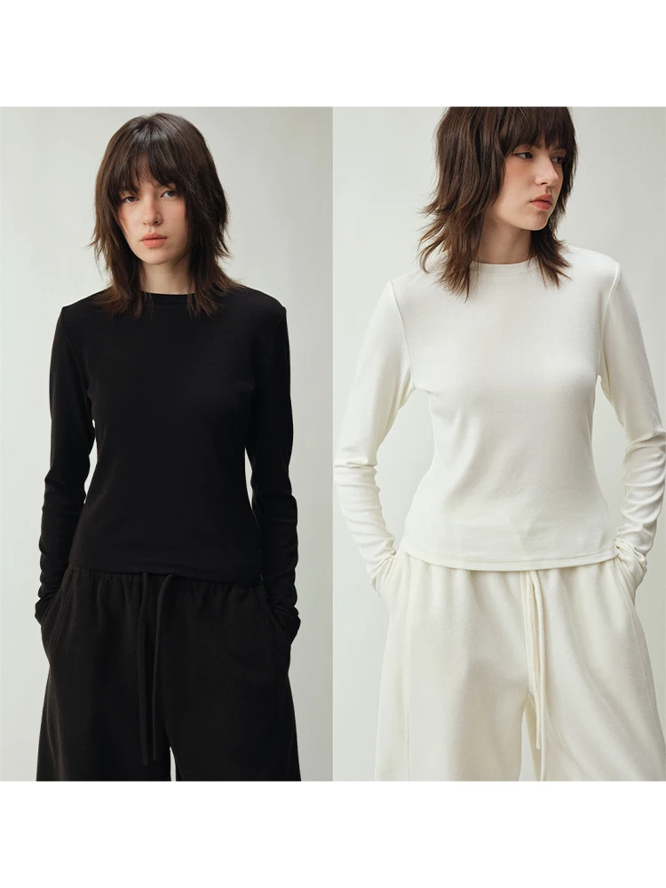 

Футболка UMILAB с длинным рукавом из смесовой шерсти и хлопка, эластичная, приталенная, повседневная, с круглым вырезом, из полиэстера, акрила, вискозы, нейлона