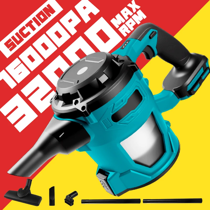 

16000pa Brushless Cordless Vacuum Cleaner Handheld Rechargeable Dry/Wet Dust Carpet Collector Machine for Makita 18v Battery Pin