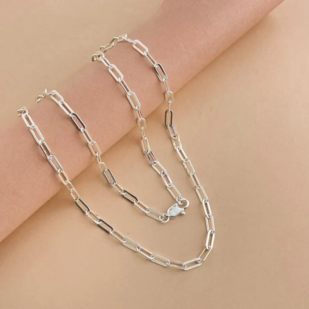 

Hot 925 sterling Silver chain necklace for women men Beautiful fashion wedding party charm 4MM width high quality jewelry