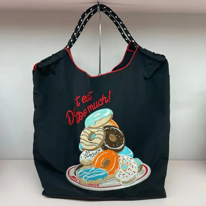 New cartoon tote bag niche embroidered mommy bag shopping bag (Long shoulder strap sold separately)