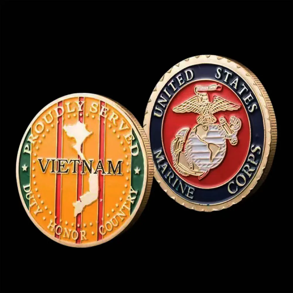 United States Marine Corps Vietnam Map Color Commemorative Coin Medal Coin