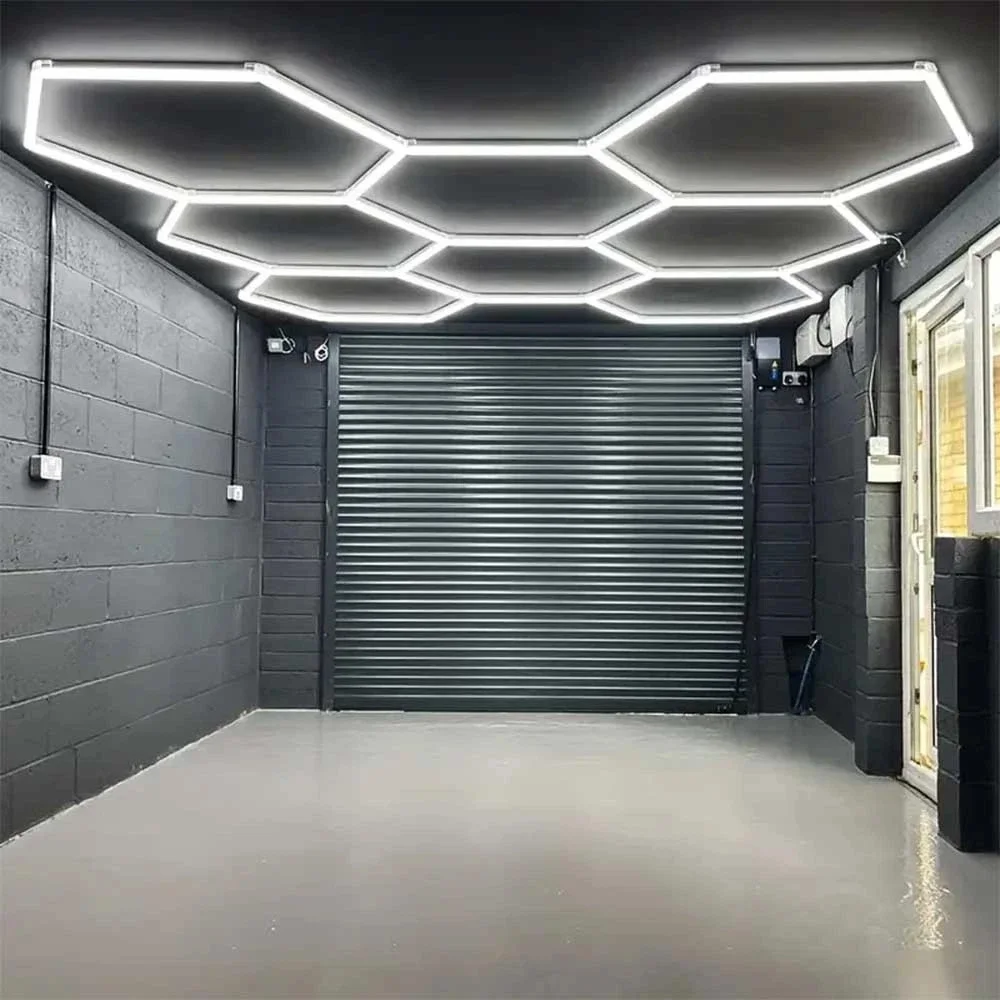 Honeycomb Hexagonal Garage Light LED Tube 110V and 220V 6500K Cold White Light Suitable for Home Gym Barbershop 4S Workshop