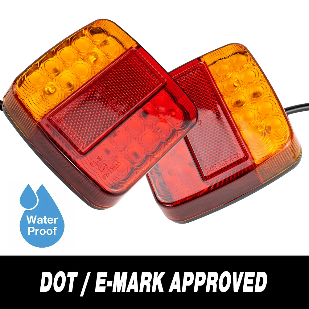 2x 26LED Stop Rear Tail Light Reflector Turn Signal Indicator License Number Plate Lamp Truck Trailer Side Marker Lights DC 12V