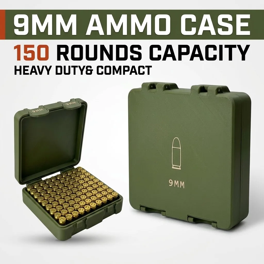 Removable Inserts 9mm Ammo Box 150 Rounds Tactical Storage Case Design Green Black Waterproof Impact Resistant Crisp Latches