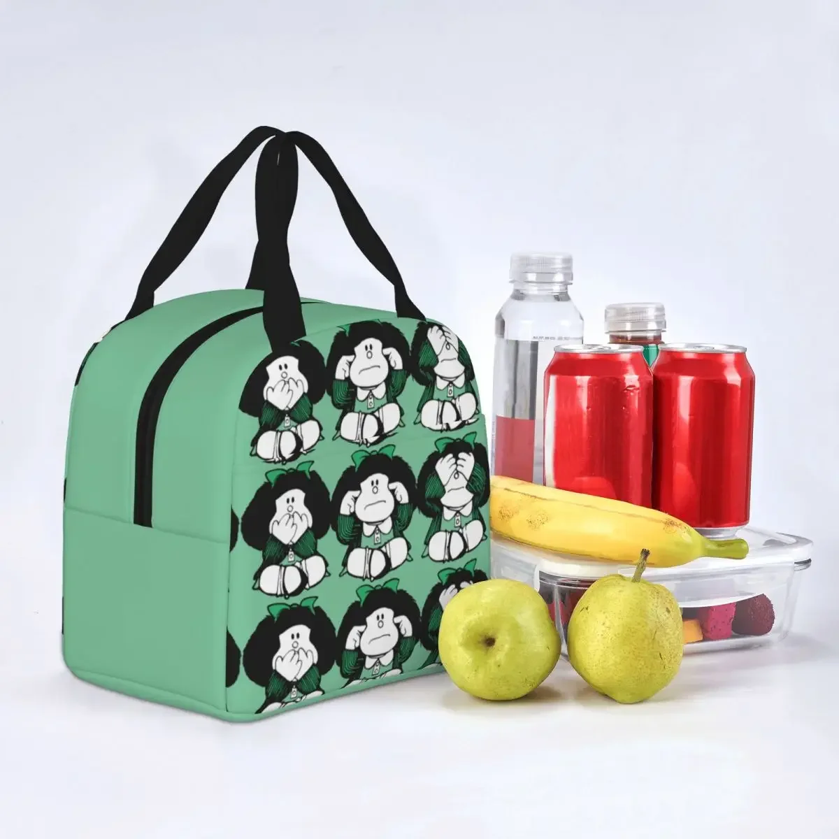 Three Monkey Insulated Lunch Bags Thermal Bag Lunch Container Mafalda Cartoon Leakproof Tote Lunch Box Bento Pouch Travel