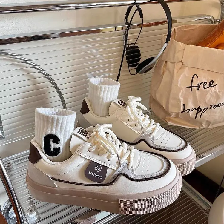 

Hong Kong Style Thick Bottom White Sneakers Soft Sole Summer Casual Shoes for Women Student Dad Shoes Flat Footwear Leisure