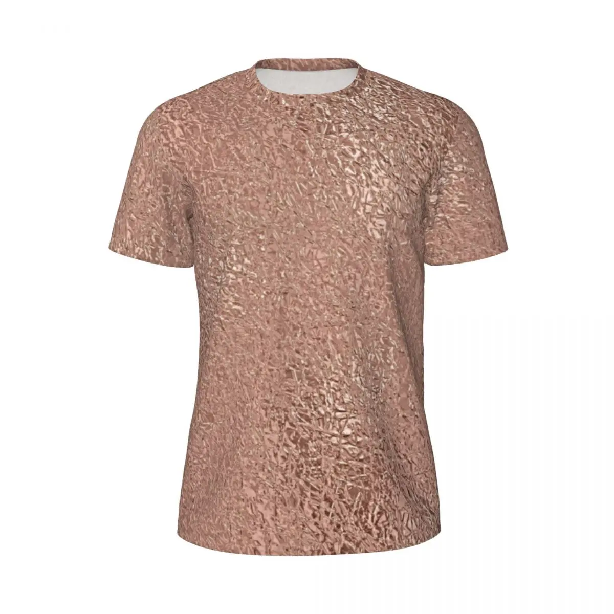 Faux Metallic Sportswear T-Shirt Rose Gold Glitter Metal Print Harajuku T Shirts Men Tee Shirt Beach Short Sleeve Design Clothes