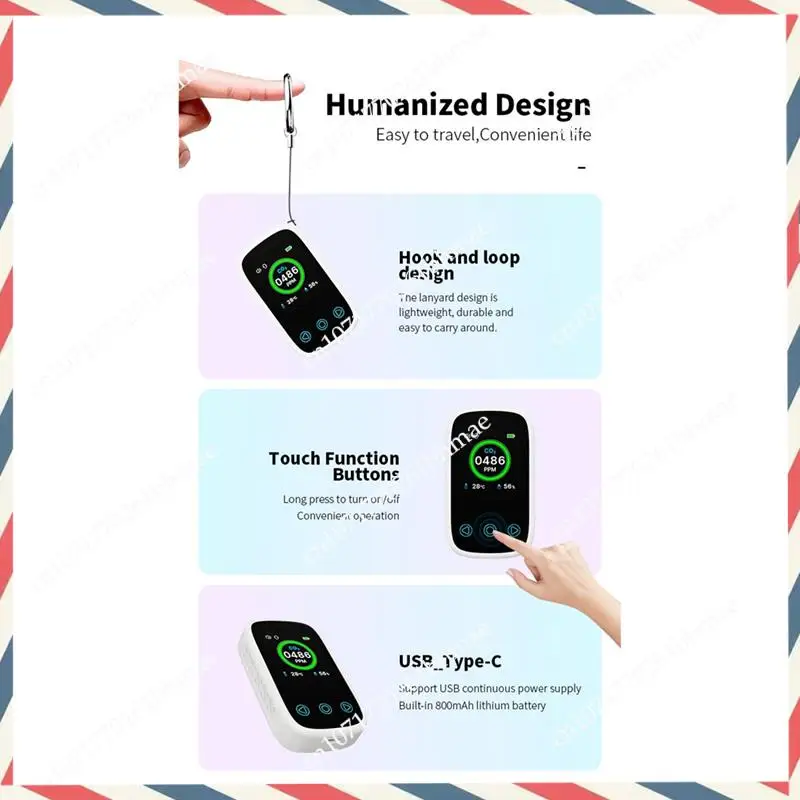 -A21Z Air Quality Detector Rechargeable Air Quality Monitor Temperature And Humidity Meter