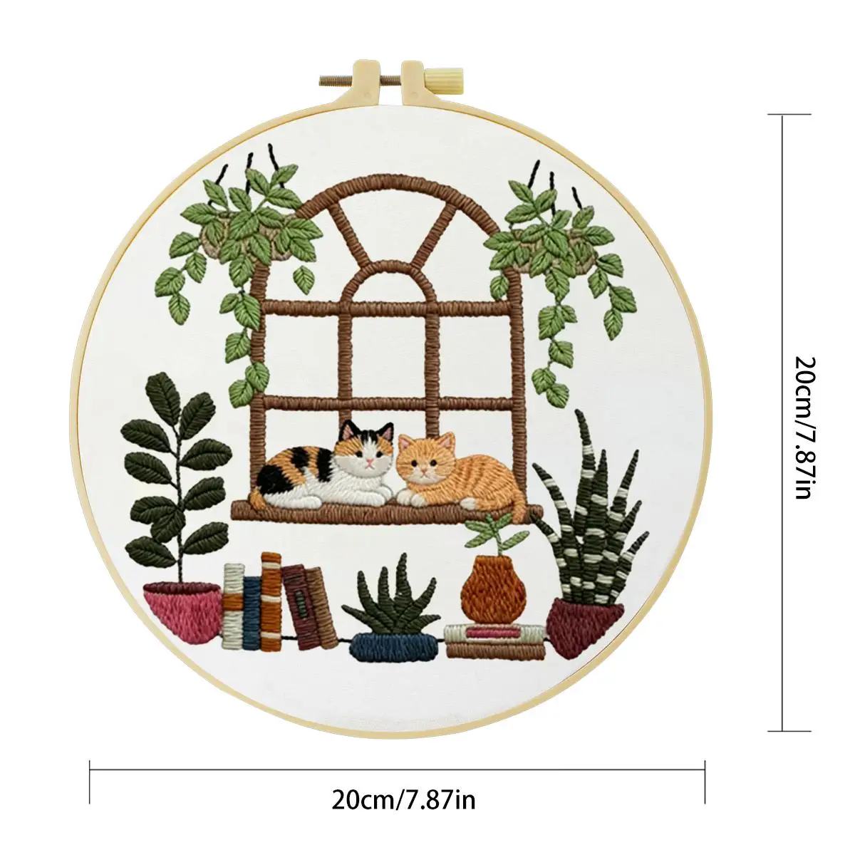 1 Stück 20X20CM/15X15CM 7,87/6,3 Zoll Fensterbank-Stickerei-Starter-Kit DIY-Kit DIY-Stickerei-Set Handarbeiten Nadelkunst – Detail 3