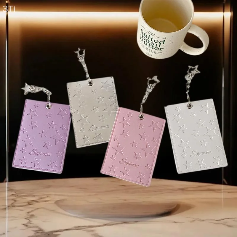 Fascinating PU Leather Star Design Card Holder; Idol Photo Display, Protective Cover, and Bag Charm Gift
