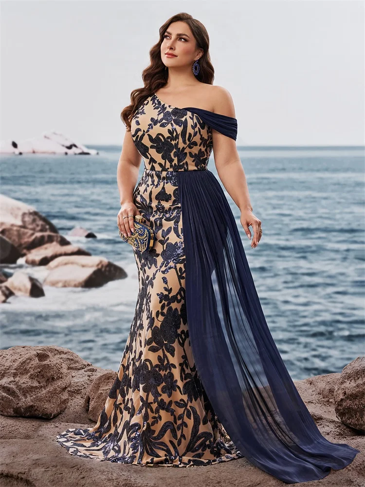 BLUEPLUM Sukienki Wieczorowe Plus Size Eleganckie Z Koralikami Zielone Sukienki Balowe Długie Luksusowe Damskie Formalne Syreny na Imprezę Studniówkę Koktajlowe