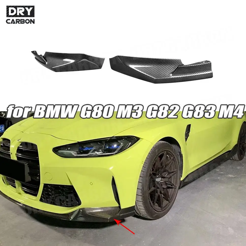 

Dry Carbon Fiber Car Front Bumper Lip Splitters Flaps Apron Accessories for BMW 3 4 Series G80 G82 G83 M3 M4 2021+ Body Kits