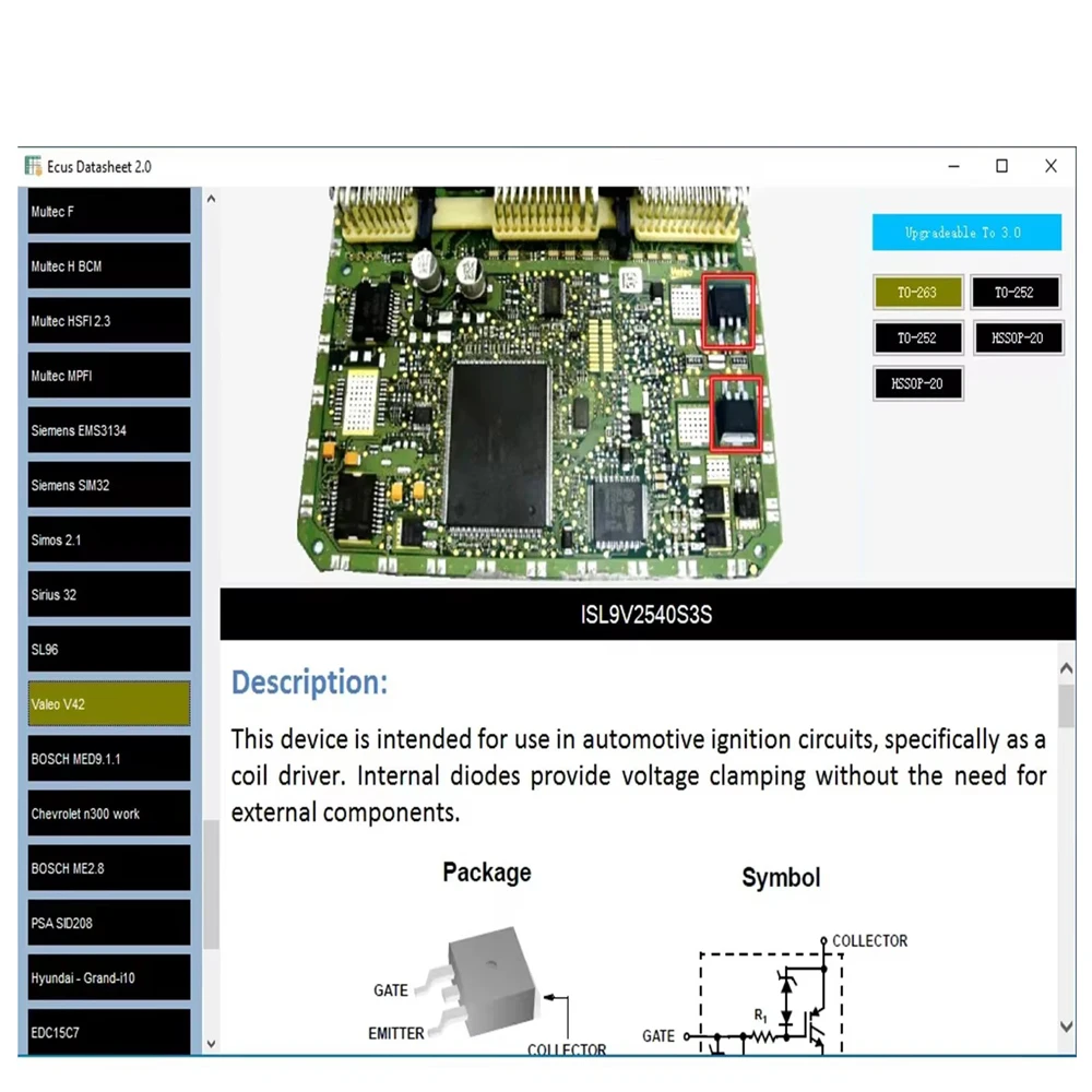 Ecus Datasheet 2.0 ECU Repair Software accesorios para auto PCB Schematics with Electronic Components of Car ECUs and Additional