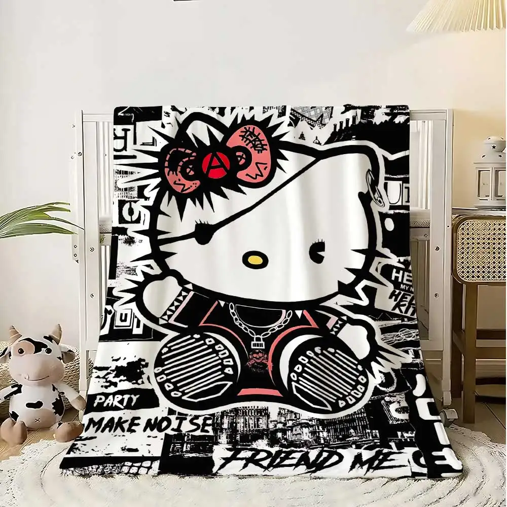 

Теплое одеяло Kawaii Cat Hellos, пушистые зимние одеяла для взрослых, постельное белье из микрофибры, домашний интерьер, пушистый клетчатый диван до колена и