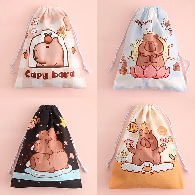 

Capybara Travel Drawstring Tote Storage Bag Organizer Bag For Underwear Toy Handbag Storage Bag Cartoon Birthday Gift