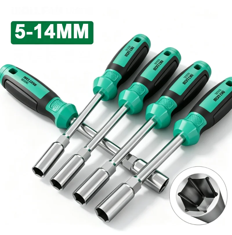 Socket Wrench Screw Driver Metal Hex Nut Anti Slip Hand Tool Screwdriver 5mm 5.5mm 6mm 7mm 8mm 9mm 10mm 11mm 12mm 13mm 14mm