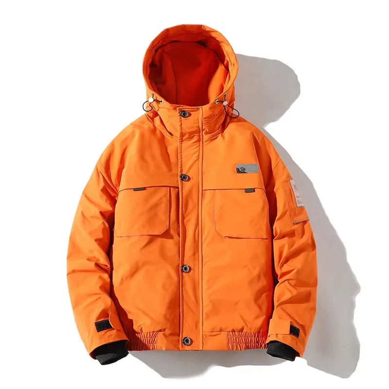 Oversized com capuz dos homens parkas estilo coreano moda masculina algodão acolchoado casaco harajuku casaco de casal quente engrossar jaqueta de inverno