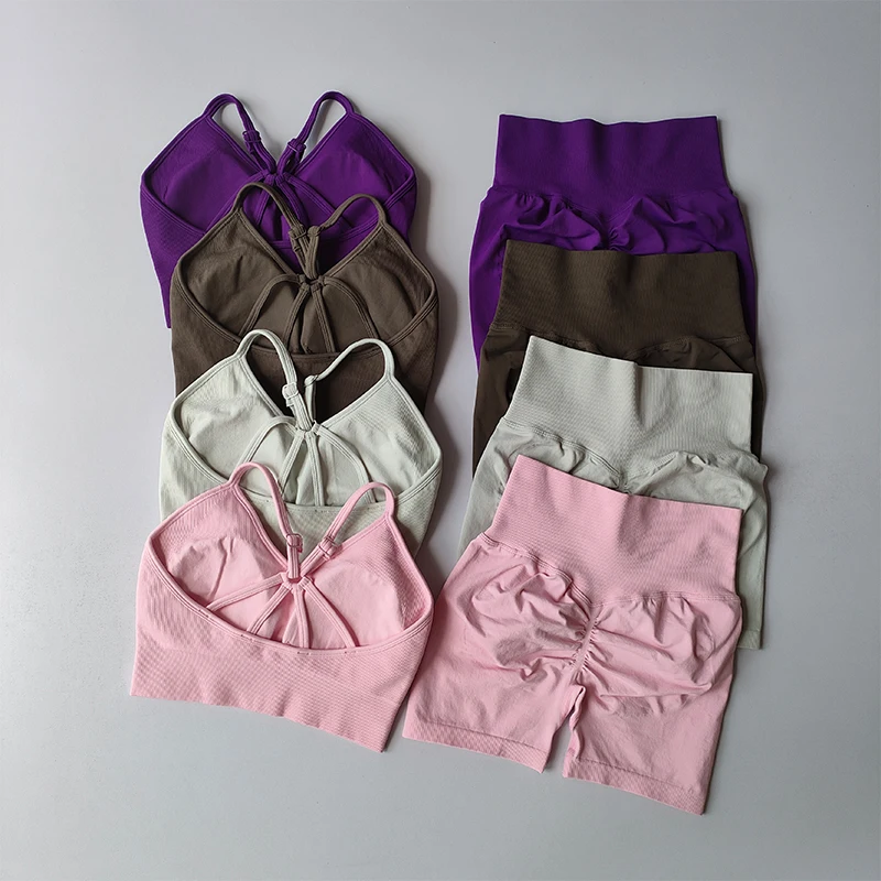 Po-Formende Fitness-Shorts Set für Damen, Elastische Atmungsaktive Schnelltrocknende Sportunterwäsche, Schöner Rücken Yoga-Anzug – Detail 13