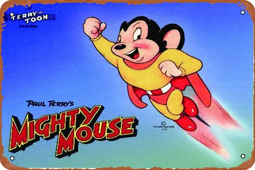 Mighty Mouse Movie (1943) Poster Retro Metal Tin Sign Vintage TIN Sign For Wall Decoration Of Bars, Restaurants, Cafes, 12 X 8 I