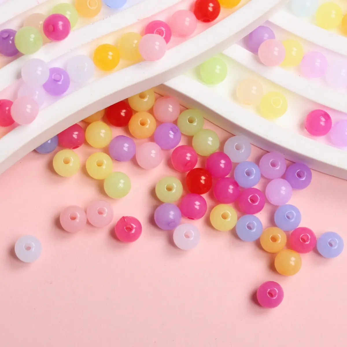 DIY Findings Jewelry Accessories Single Hole Jelly Color 80Pcs 6mm Acrylic Beads Hot Sale Pendant Bracelet Necklace Wholesale