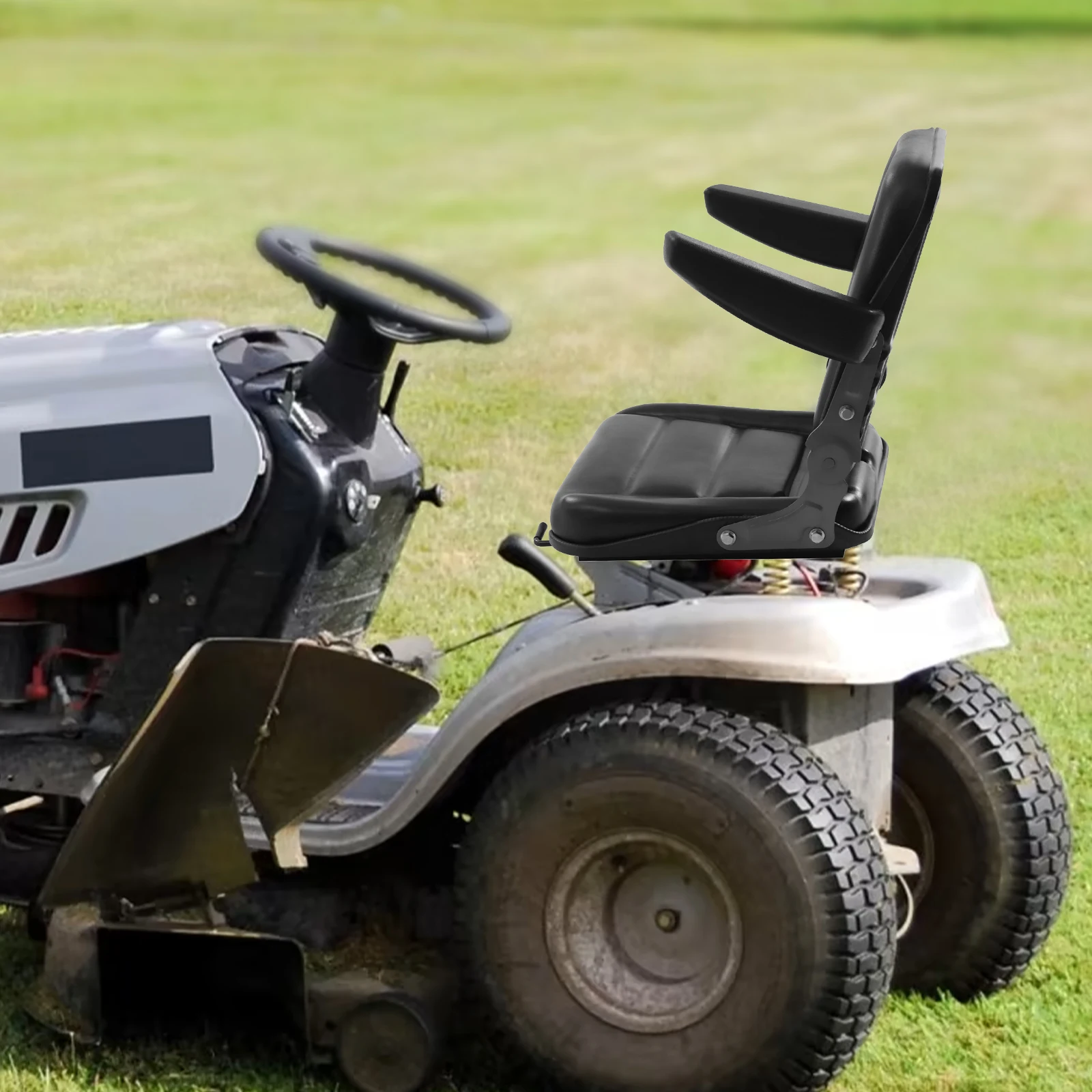 Assento de empilhadeira de substituição, assento de suspensão para trator de jardim com encosto ajustável, assento universal preto para cortador de grama