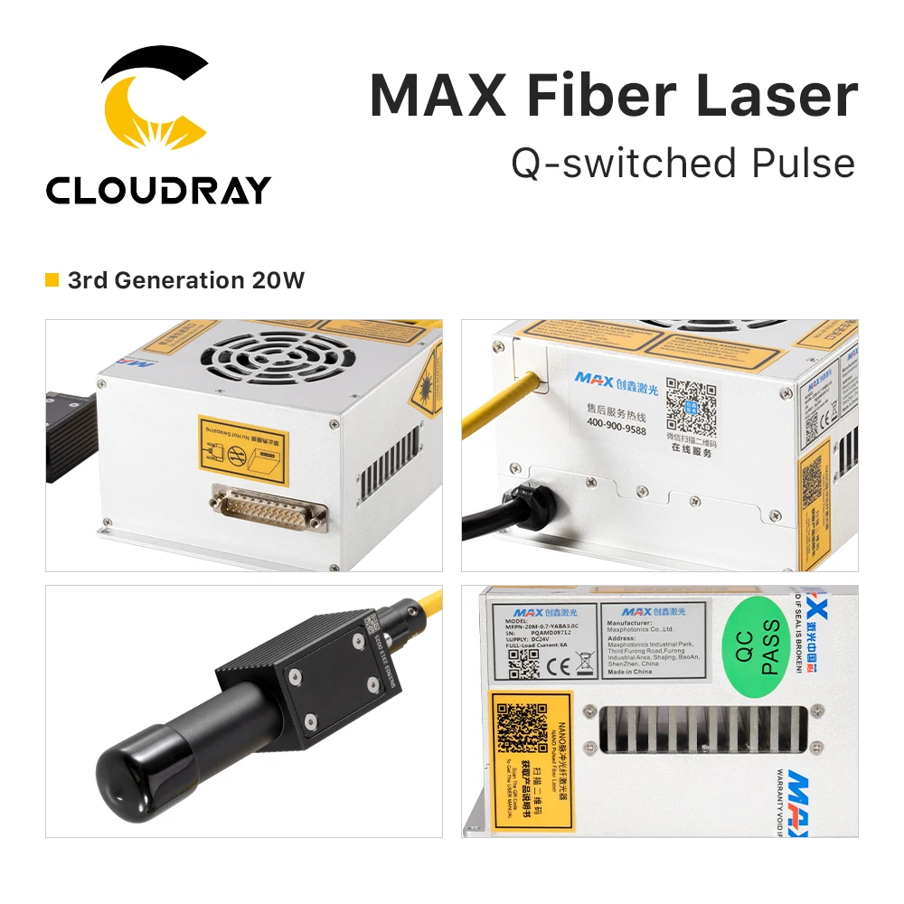 Cloudray MAX MFPN-20M/30M Fiber Laser Q-switched Pulse 1064nm Fiber Laser Source for Laser Marking Machine