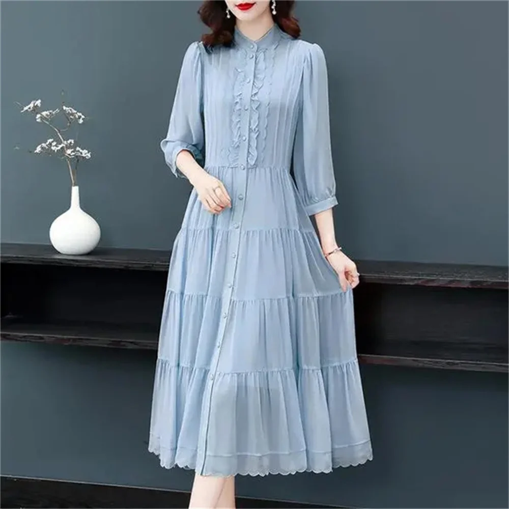 Heavyweight Simulated Silk Dress Women 2023 New Spring/Summer High End Temperament Waist Closing Big Brand Half-length Skirt