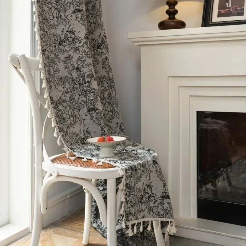 

Занавеска с черно-белыми цветами, плотные шторы для гостиной, спальни, столовой, индивидуальный размер, модные роскошные европейские ретро